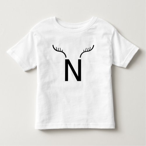 Reindeer Antlers Modern Initial Christmas Monogram Toddler T_shirt