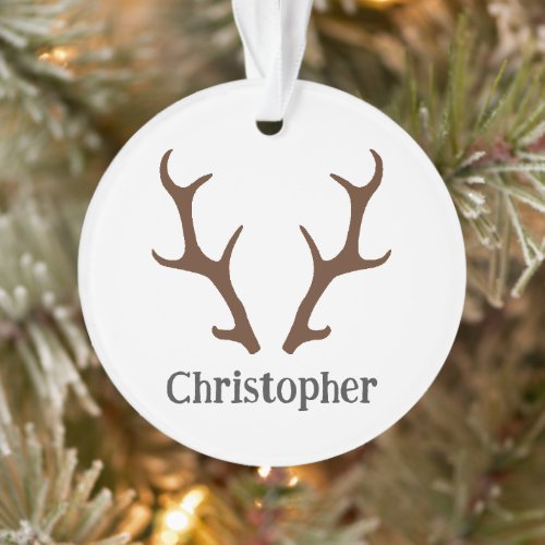 Reindeer Antlers Personalized Name Holiday Ornament
