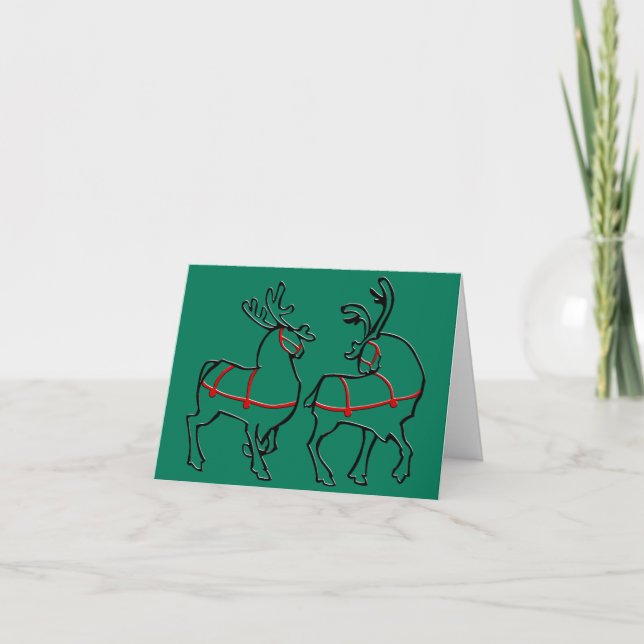Reindeer Art Cards Custom Christmas Greetings Card (Front)