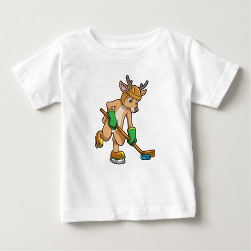 Reindeer at Ice hockey with Hockey stick Baby T_Shirt