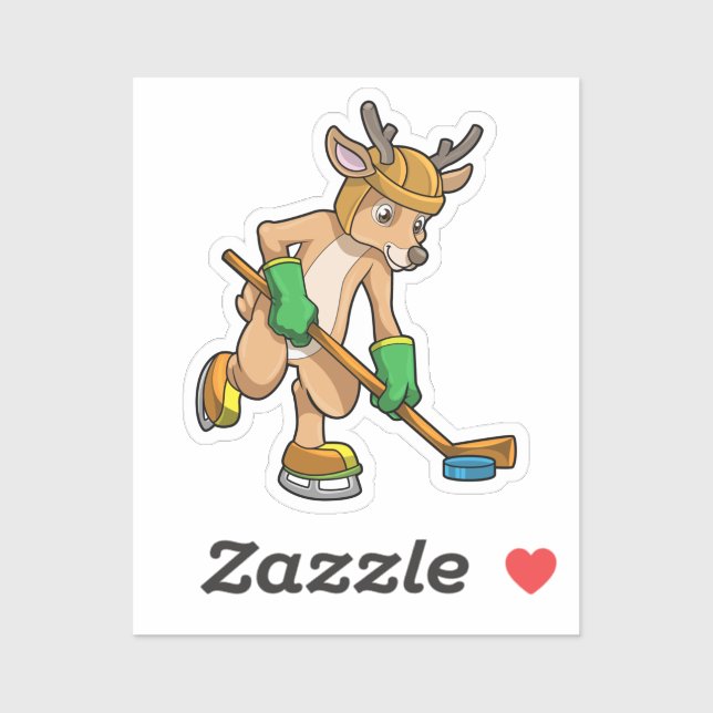 Reindeer at Ice hockey with Hockey stick Sticker (Sheet)