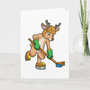 Reindeer at Ice hockey with Ice hockey stick Card