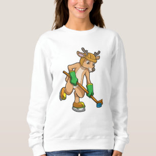 Reindeer at Ice hockey with Ice hockey stick Sweatshirt