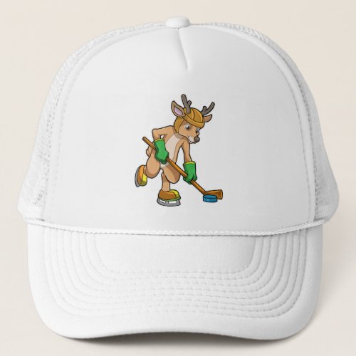 Reindeer at Ice hockey with Ice hockey stick Trucker Hat