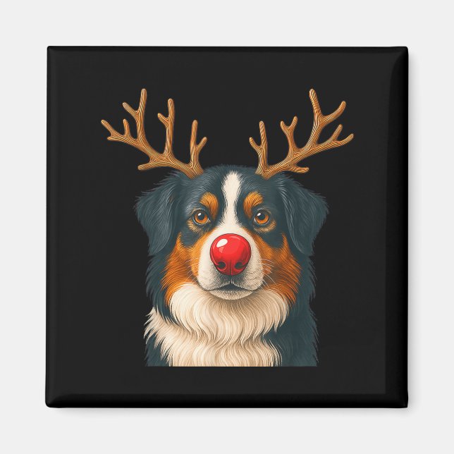 Reindeer Australian Shepherd Christmas Aussie Dog  Magnet (Front)