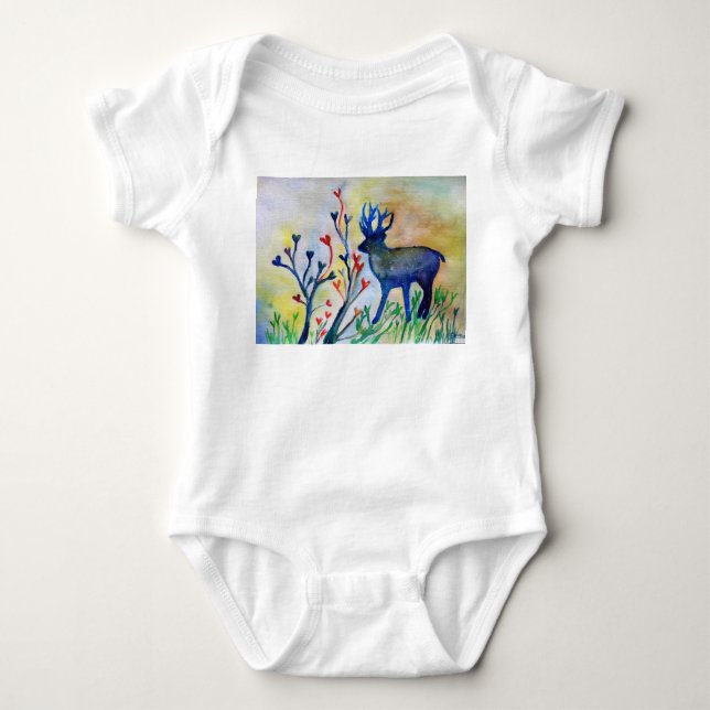 Reindeer Autumn Love Baby Jersey Bodysuit, White Baby Bodysuit (Front)