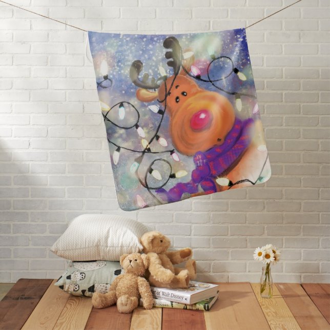 Reindeer Baby Blanket Christmas Gift (In Situ)