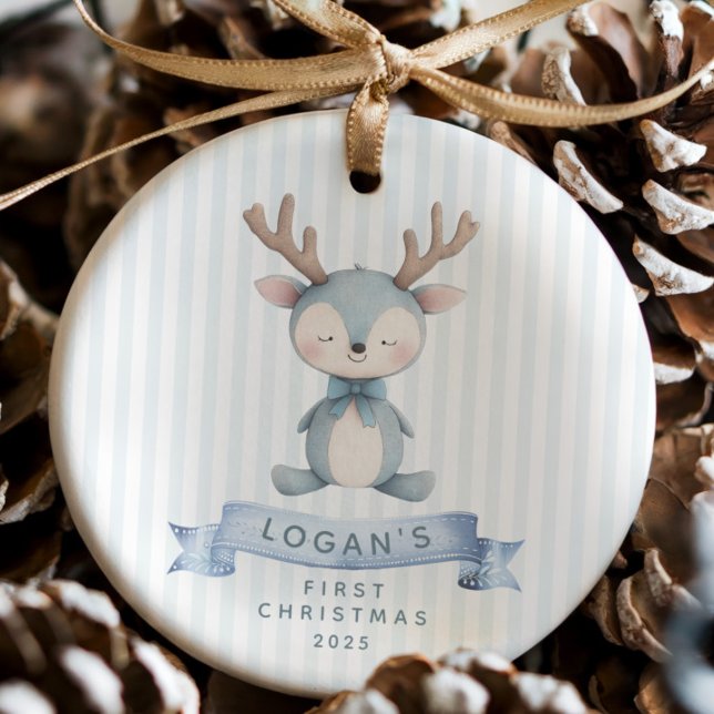 Reindeer Baby’s First Christmas Ceramic Ornament (Creator Uploaded)