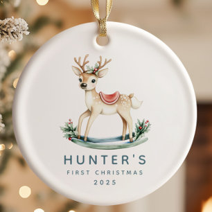 Reindeer Baby's First Christmas Ceramic Ornament