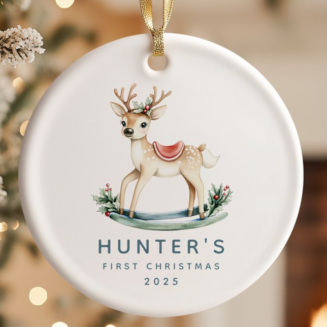 Reindeer Baby's First Christmas  Ceramic Ornament (Creator Uploaded)