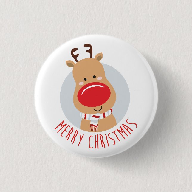 Reindeer Badge Pinback Button (Front)