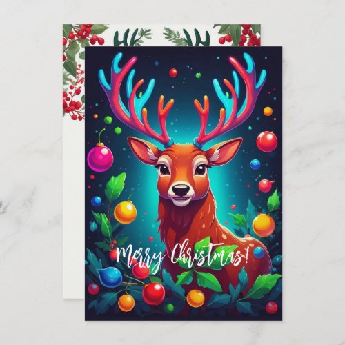 Reindeer  Baubles Christmas Card