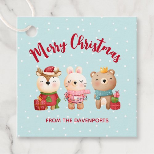 Reindeer Bear  Rabbit Merry Christmas Favor Tags