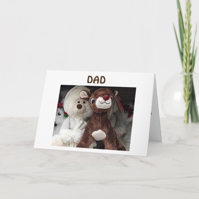 REINDEER/BEAR SAY "MERRY CHRISTMAS DAD" HOLIDAY CARD (Front)