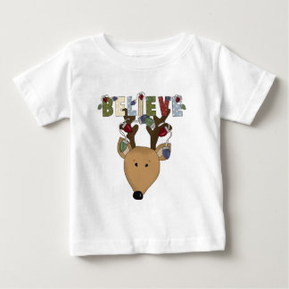 Reindeer Believe Holiday Christmas Animals Baby T-Shirt