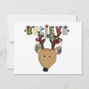 Reindeer Believe Holiday Christmas Cute Card
