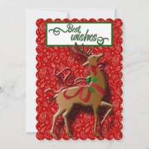 Reindeer Best Wishes Christmas Falt Card