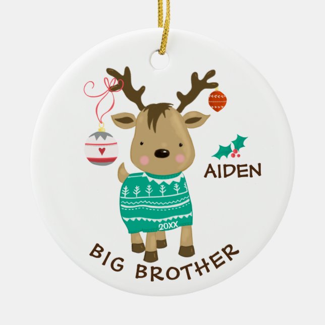 Reindeer Big Brother Christmas Ornament (Front)