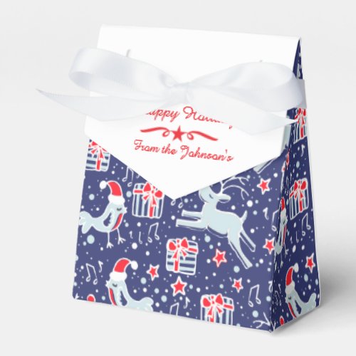 Reindeer bird blue red Christmas gift box