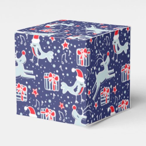 Reindeer bird blue red Christmas gift box