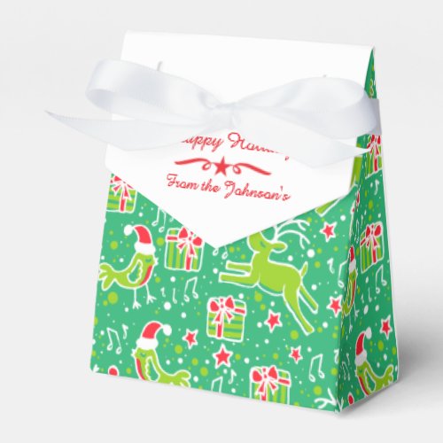 Reindeer bird green red Christmas pattern gift box