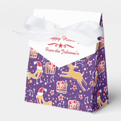 Reindeer bird purple red Christmas gift box