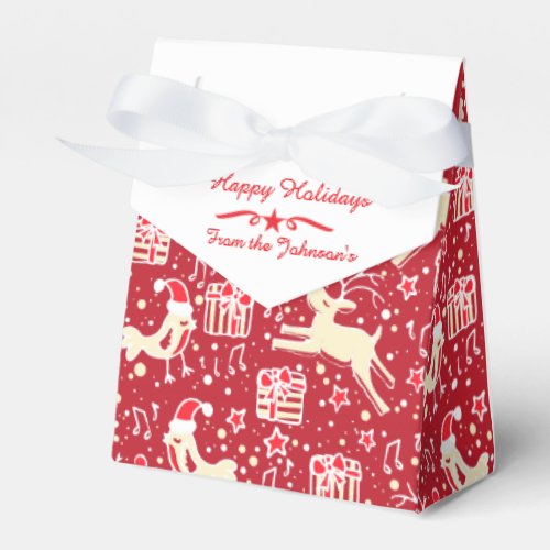 Reindeer bird red white Christmas gift box