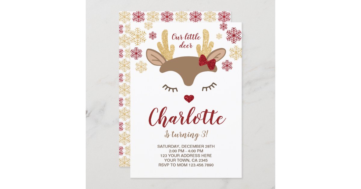 Reindeer Birthday Invitation | Zazzle