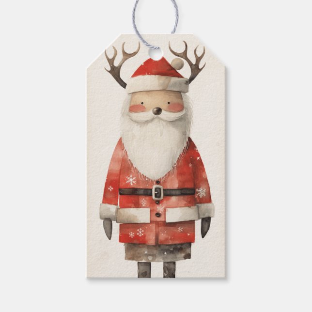 Reindeer Black Santa Gift Tags (Front)