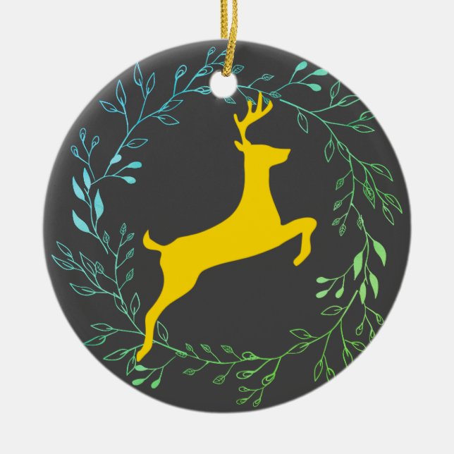 Reindeer - Blitzen Ceramic Ornament (Front)