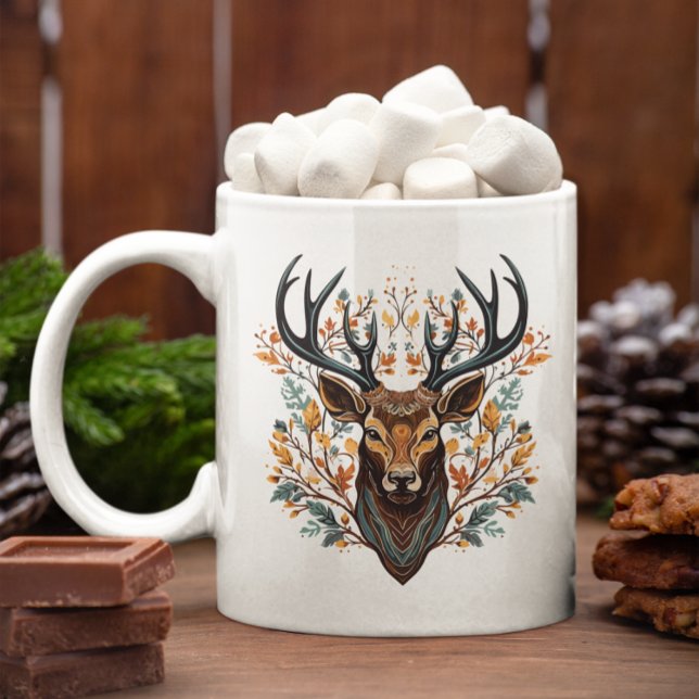 Reindeer Bohemian Style Watercolor  Coffee Mug (Creator Uploaded)