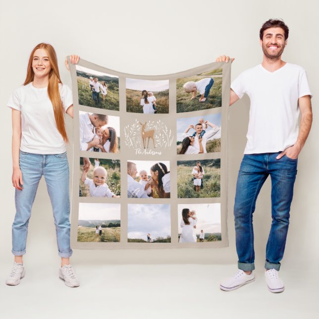 Reindeer botanical elegant 11 photo modern natural fleece blanket (In Situ)