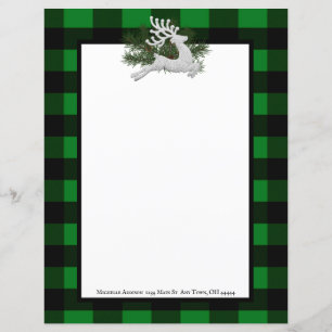 Reindeer Buffalo Plaid Stationery