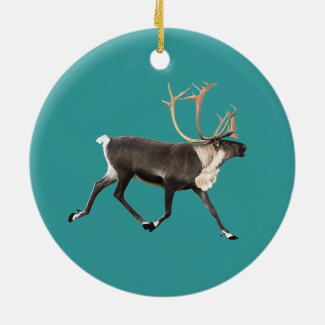Reindeer - Bull Caribou Ceramic Ornament (Back)
