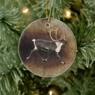 Reindeer - Bull Caribou Ceramic Ornament