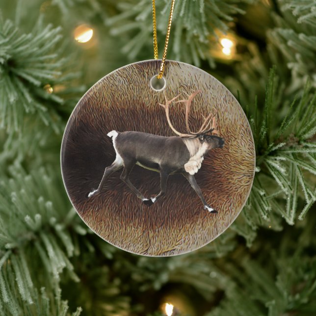 Reindeer - Bull Caribou Ceramic Ornament (Tree)