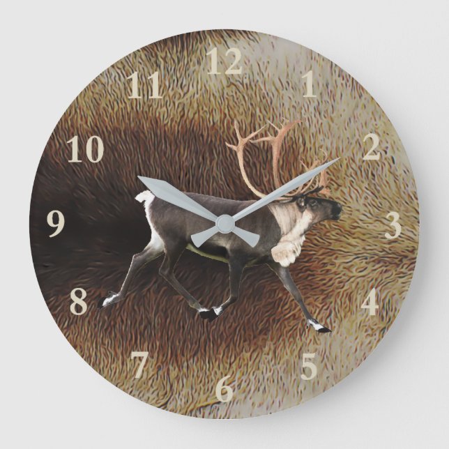 Reindeer - Bull Caribou Large Clock (Front)