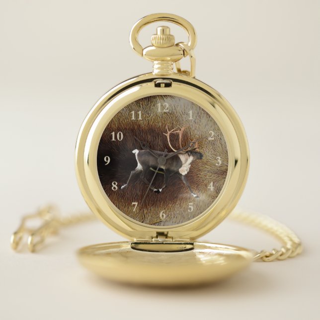 Reindeer - Bull Caribou Pocket Watch (Inside)
