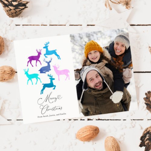 Reindeer Candy Pastel Christmas Photo Holiday Card