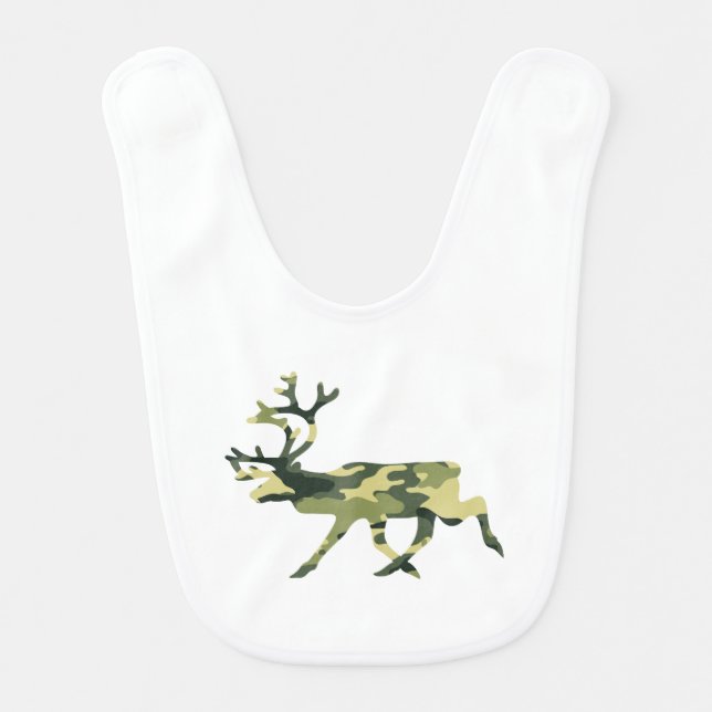 Reindeer / Caribou Woodland Camouflage / Camo Baby Bib (Front)