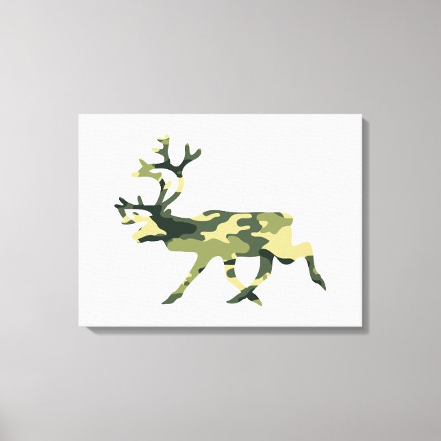 Reindeer / Caribou Woodland Camouflage / Camo Canvas Print (Front)