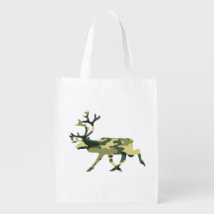 Reindeer / Caribou Woodland Camouflage / Camo Grocery Bag