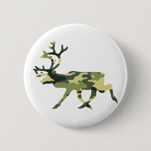 Reindeer / Caribou Woodland Camouflage / Camo Pinback Button
