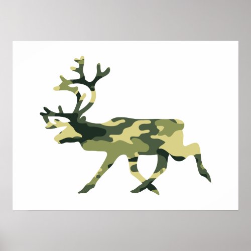 Reindeer  Caribou Woodland Camouflage  Camo Poster