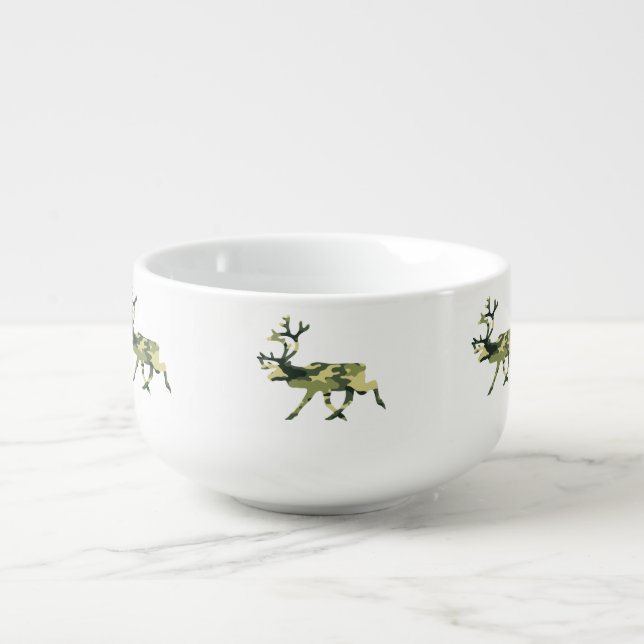 Reindeer / Caribou Woodland Camouflage / Camo Soup Mug (Front)
