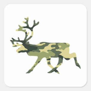 Reindeer / Caribou Woodland Camouflage / Camo Square Sticker