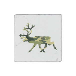Reindeer / Caribou Woodland Camouflage / Camo Stone Magnet