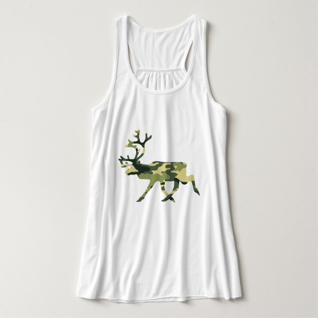 Reindeer / Caribou Woodland Camouflage / Camo Tank Top (Design Front)