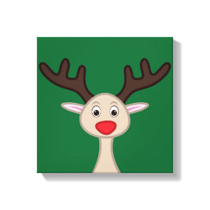 Reindeer cartoon character canvas print