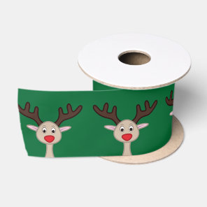 Reindeer cartoon character satin ribbon